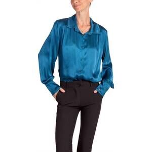 NEW GIGI MODA gia satin top in teal